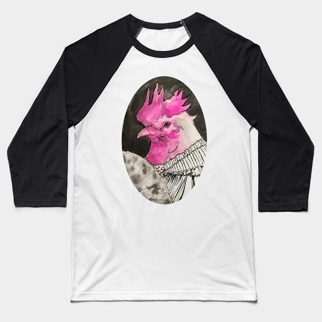Victorian Chicken Baseball T-Shirt by artmarieso